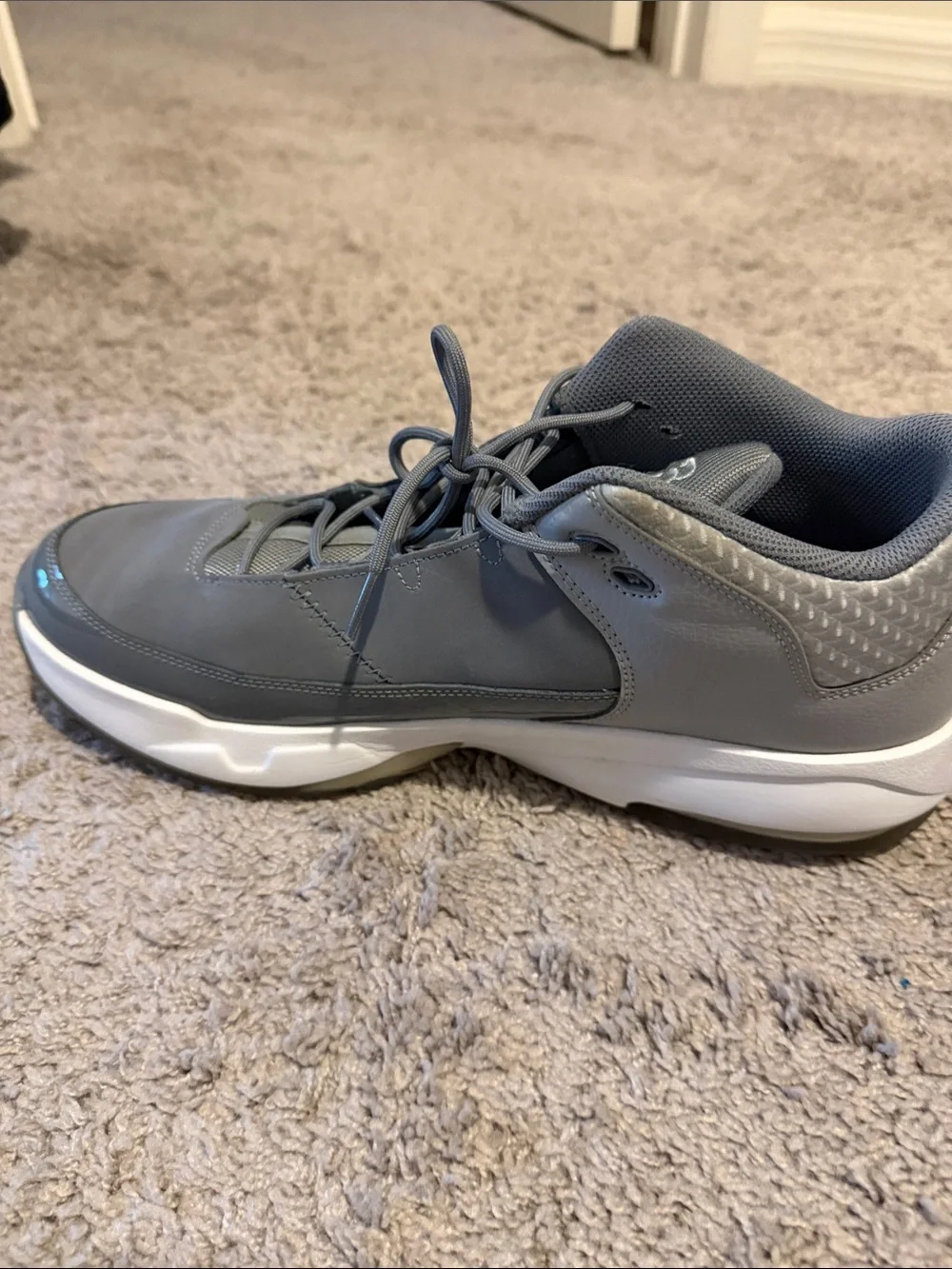 Jordan Men's Gray Low-Top Athletic Sneakers with White Midsole